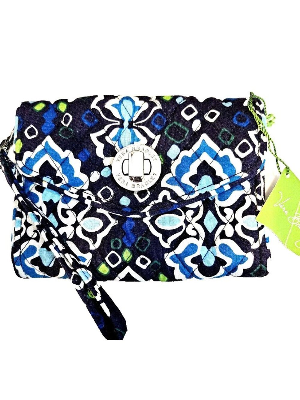 Vera Bradley Ink Blue Your Turn Lock Smartphone Wristlet Wallet 13945-164 New - Picture 1 of 3